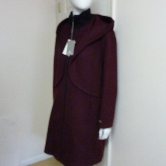 Soia & Kyo Cara Hooded Wool Blend Coat in Merlot - Picture 7 of 10